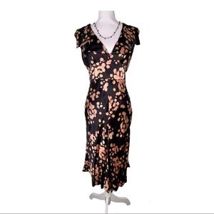 Vintage Silk Color Speckled Black Dress 4